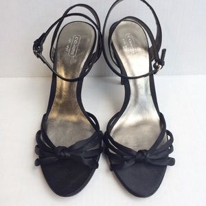 Coach Bethanie Black Satin Ankle Strap Heels sz 9B
